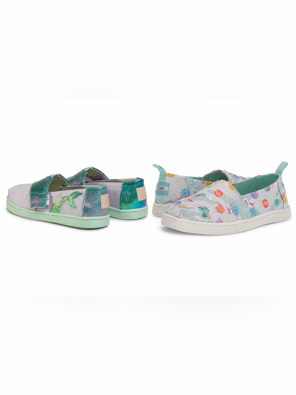 TOMS Toddler Shoe Bundle Mermaid & Space Print Slip-On Shoes Size 7